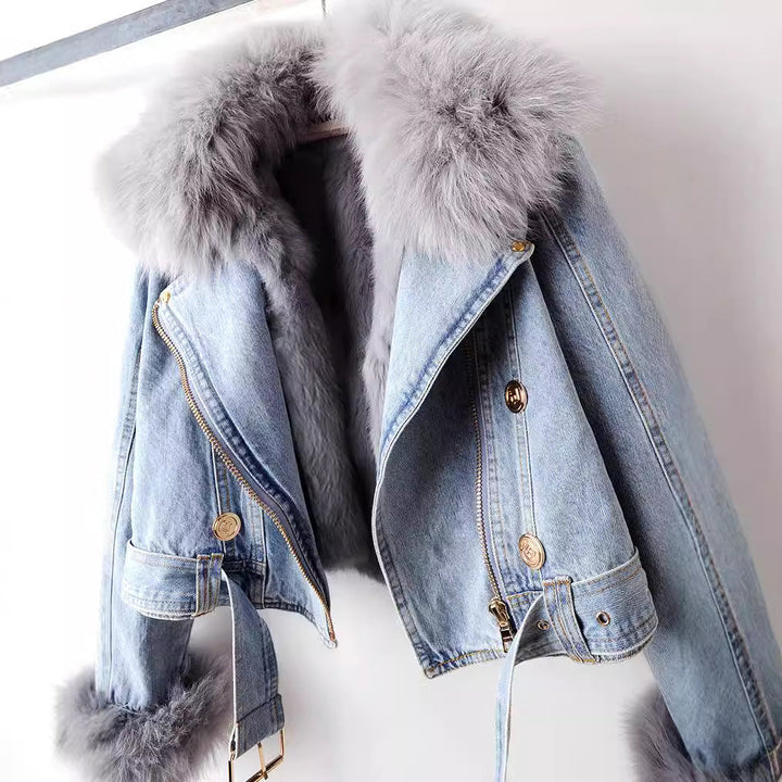 Miranda® - Premium Denim Jacket with Fox Fur Collar