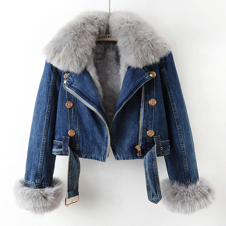 Miranda® - Premium Denim Jacket with Fox Fur Collar