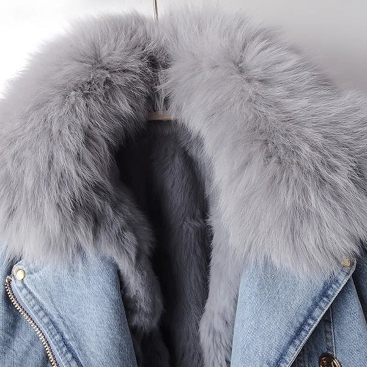 Miranda® - Premium Denim Jacket with Fox Fur Collar