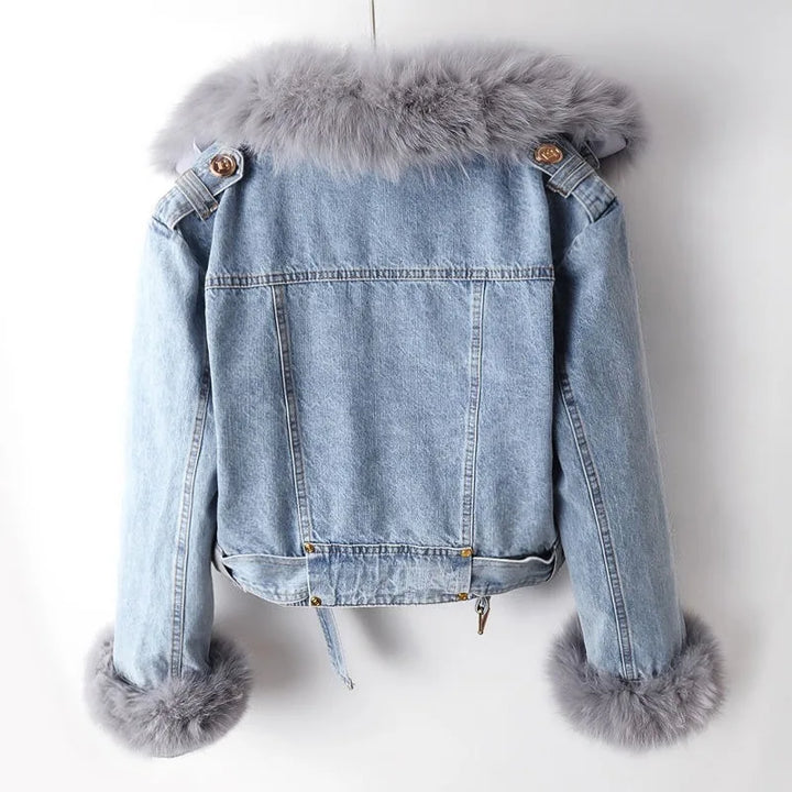 Miranda® - Premium Denim Jacket with Fox Fur Collar