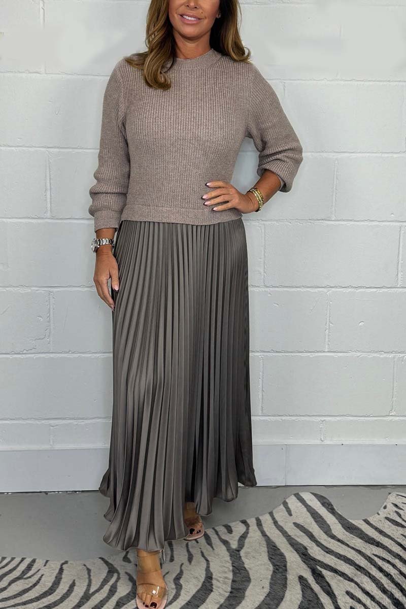 AMBRE Chic Sweater & Pleated Skirt Set