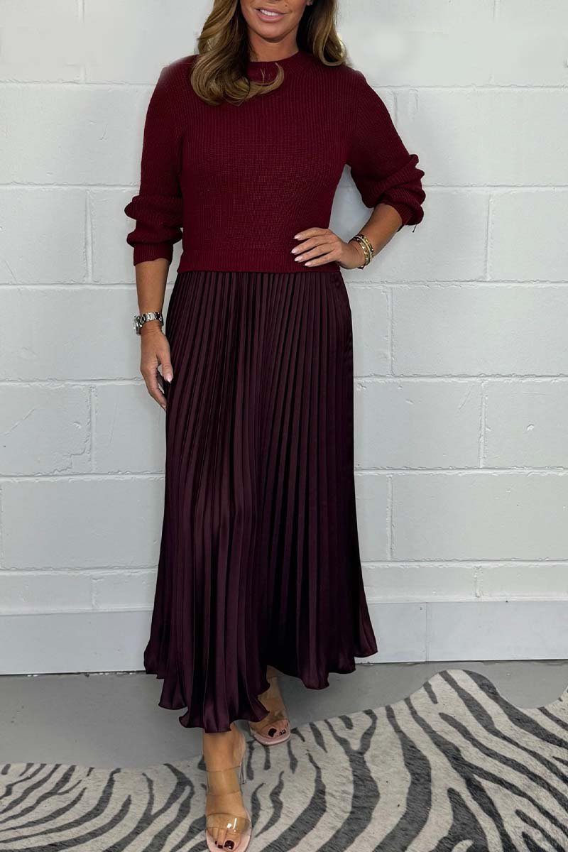 AMBRE Chic Sweater & Pleated Skirt Set